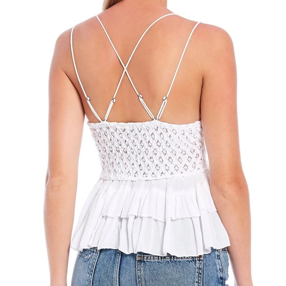 Free People Adella White Cami Lace Ruffled Tank Top Size Small - Picture 4 of 5